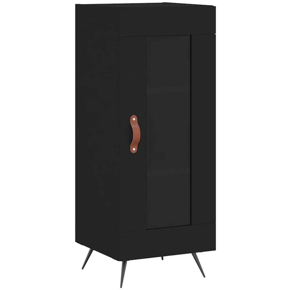 vidaXL Single Glass Door 3 Shelf Black Wooden Sideboard Image 2