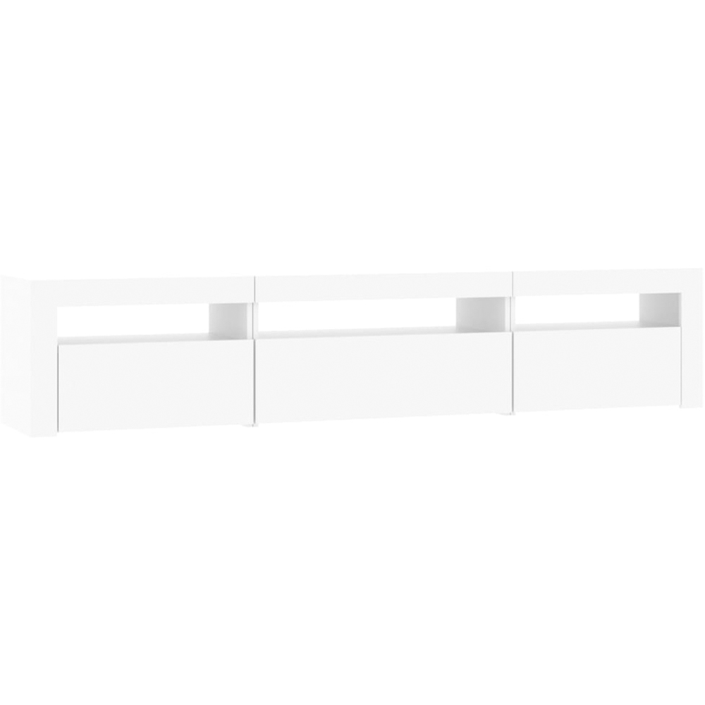 vidaXL 3 Door 3 Shelf White Wooden TV Cabinet with LED 3 Piece Image 3