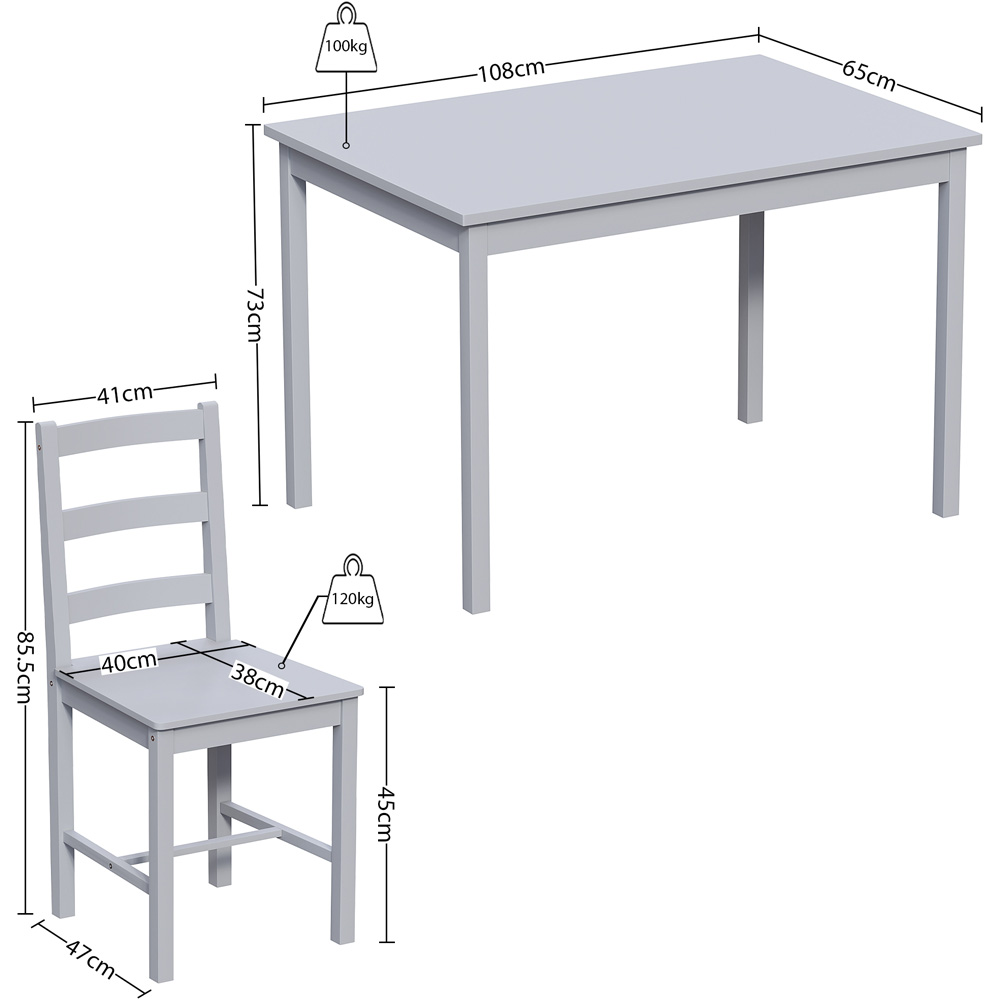 Vida Designs Yorkshire 4 Seater Dining Set Grey Image 9
