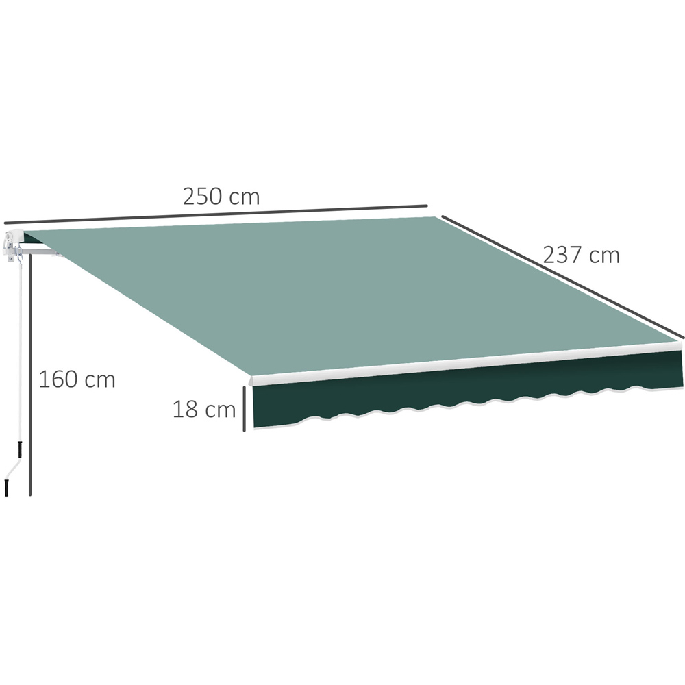 Outsunny Green Retractable Awning 2.5 x 2m Image 7