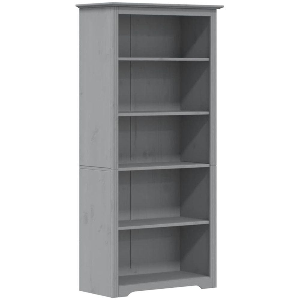 vidaXL Bodo 5 Shelf Grey Solid Pine Wood Bookcase Image 2