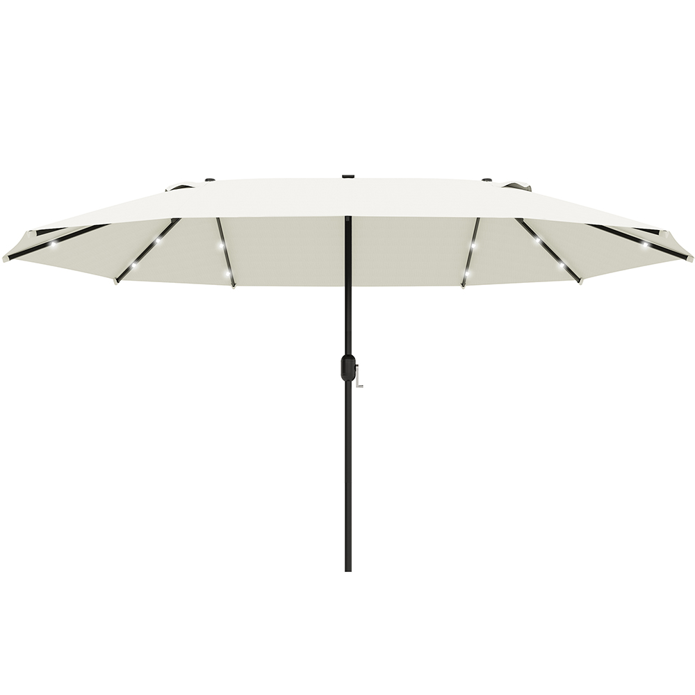 Outsunny Cream Double Sided LED Garden Parasol 4.4m Image 1