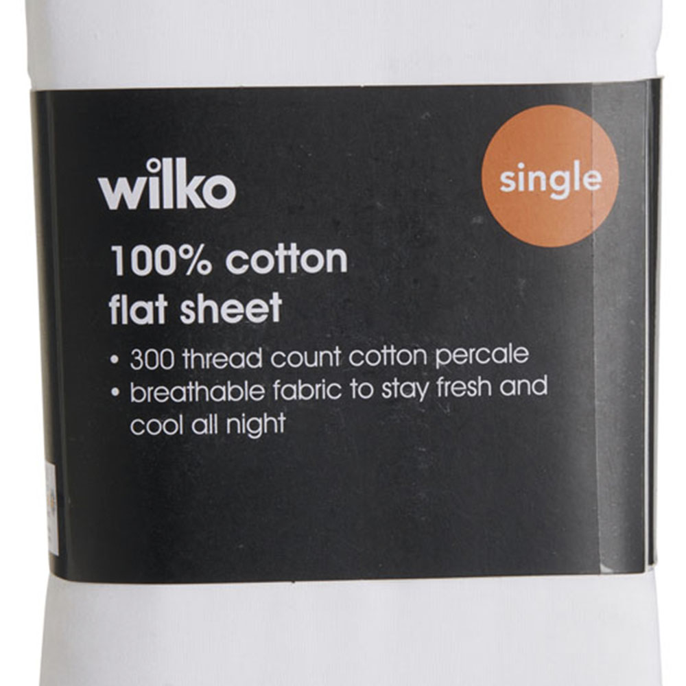 Wilko Best White 300 Thread Count Single Percale Flat Sheet Image 3