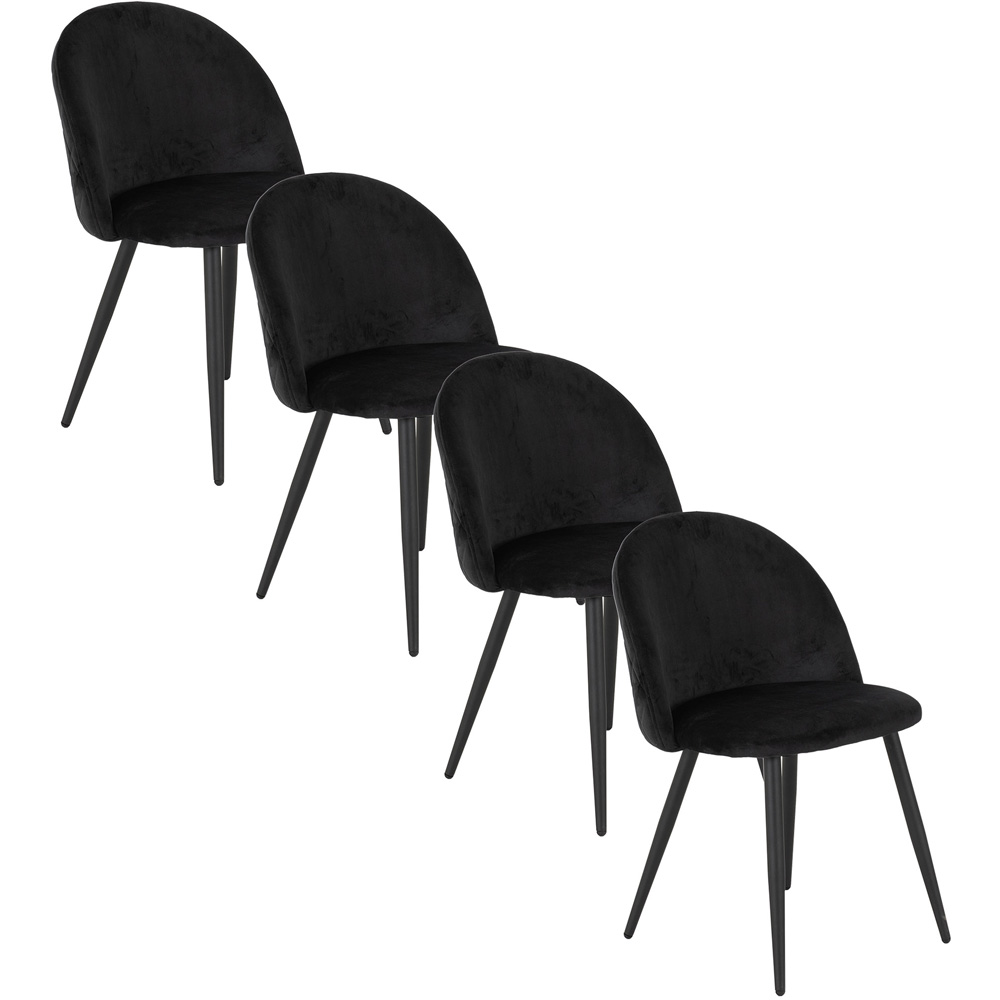 Seconique Marlow Set of 4 Black Velvet Dining Chair Image 2