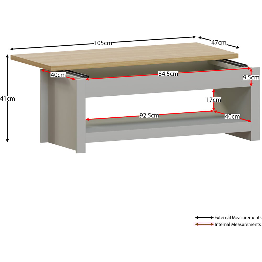 Vida Designs Arlington Grey Sliding Top Coffee Table Image 7