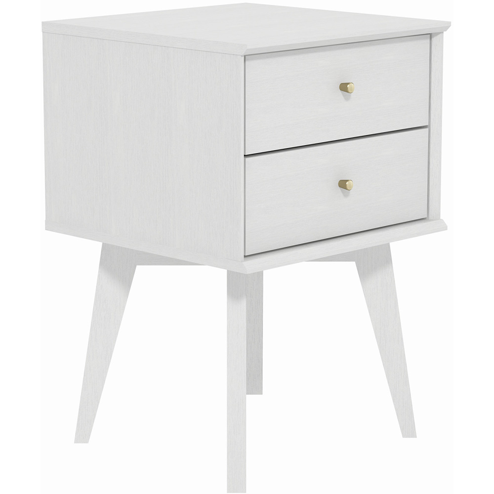 GFW Buckfast 2 Drawer Pearl White Side Table Image 2