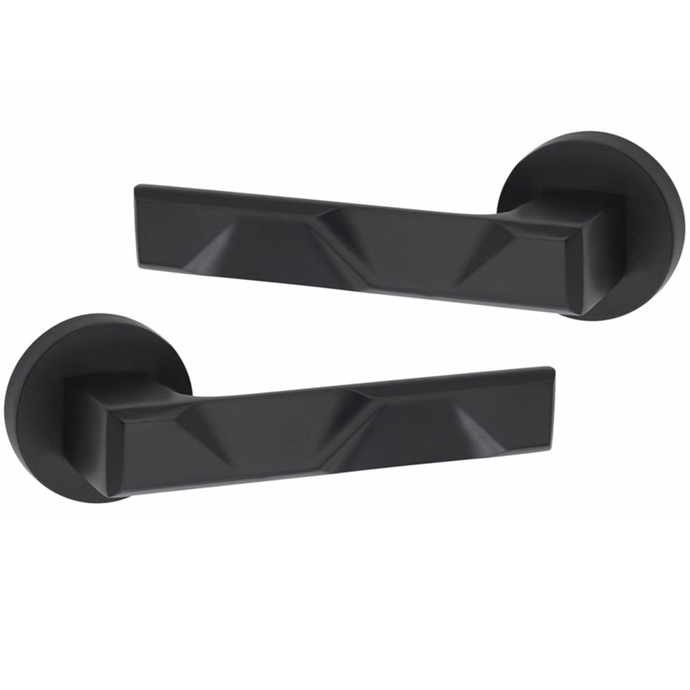 Golden Grace Matt Black Modern Nova Euro Lock Door Handle Set 70mm Image 3