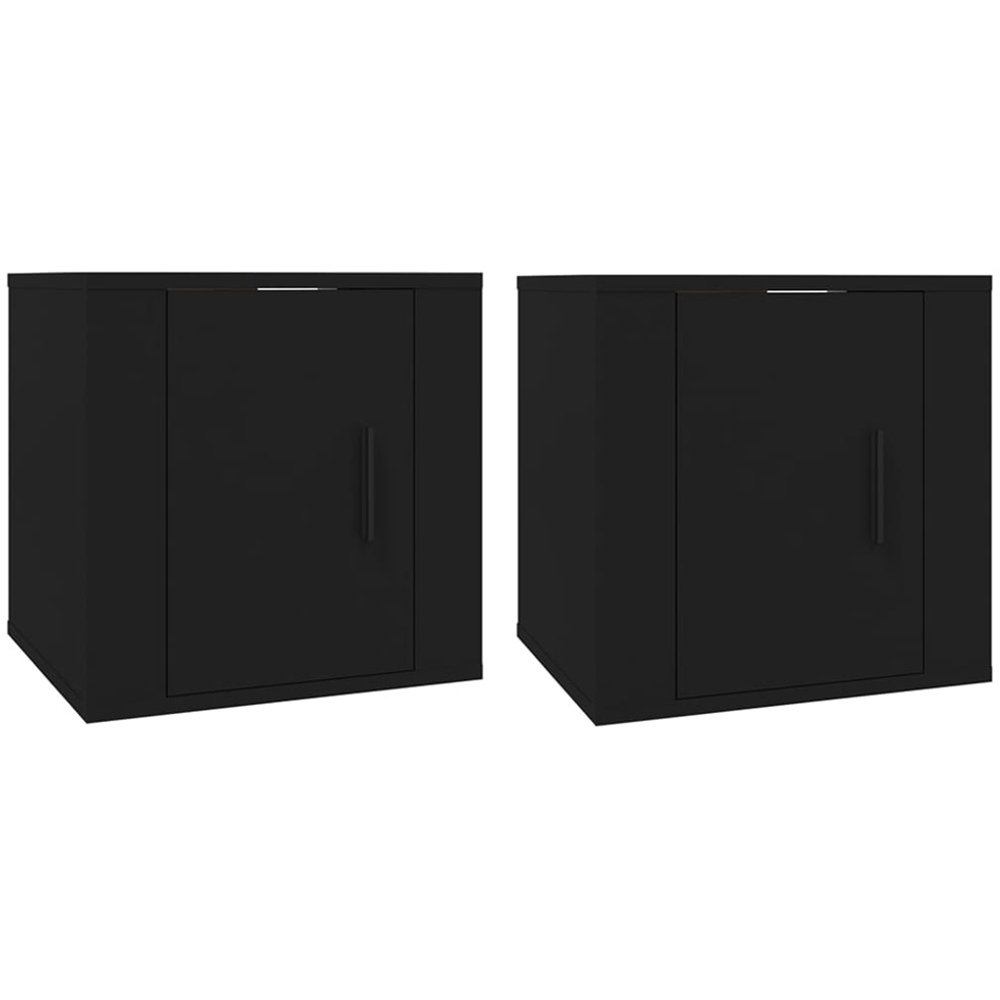 vidaXL Single Door Black Wall Mounted TV Cabinet Set of 2 Image 2