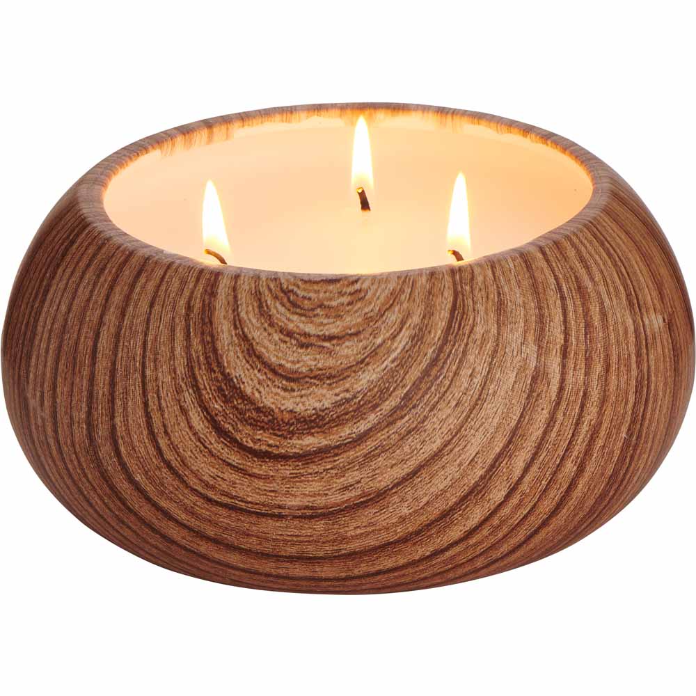 Wilko Wood Effect Citronella Candle Pot Image 2