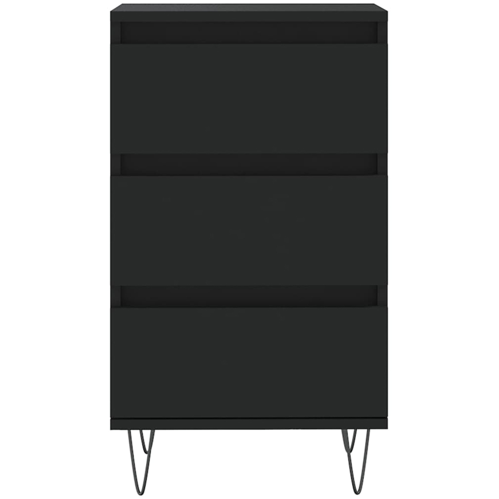 vidaXL 3 Drawer Black Wooden Sideboard with Metal Legs Image 5