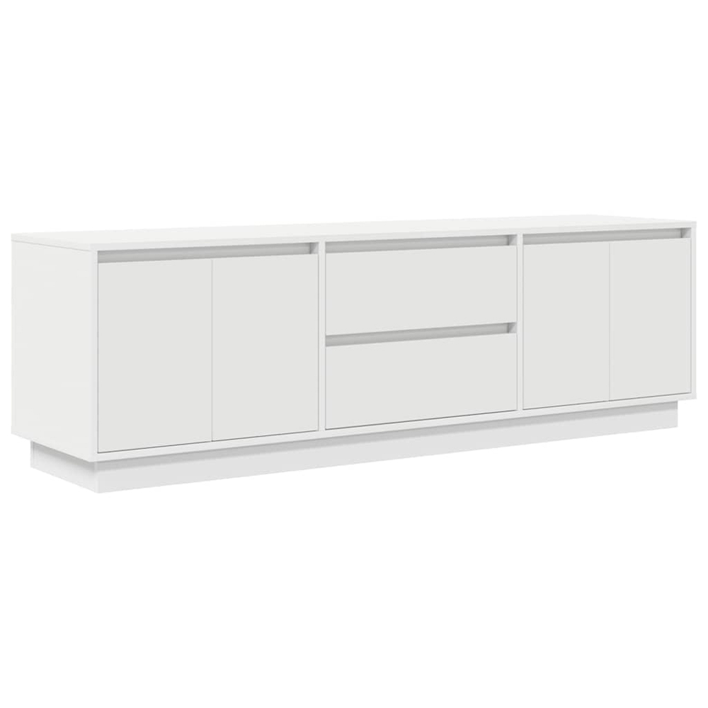 vidaXL 4 Door 2 Drawer White TV Cabinet with LED Lights Image 2