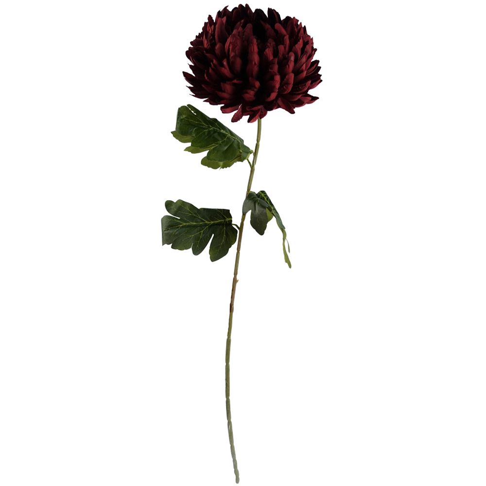 Leaf Red Extra Large Reflex Chrysanthemum Single Stem Artificial Flower 2.5ft 6 Pack Image 1