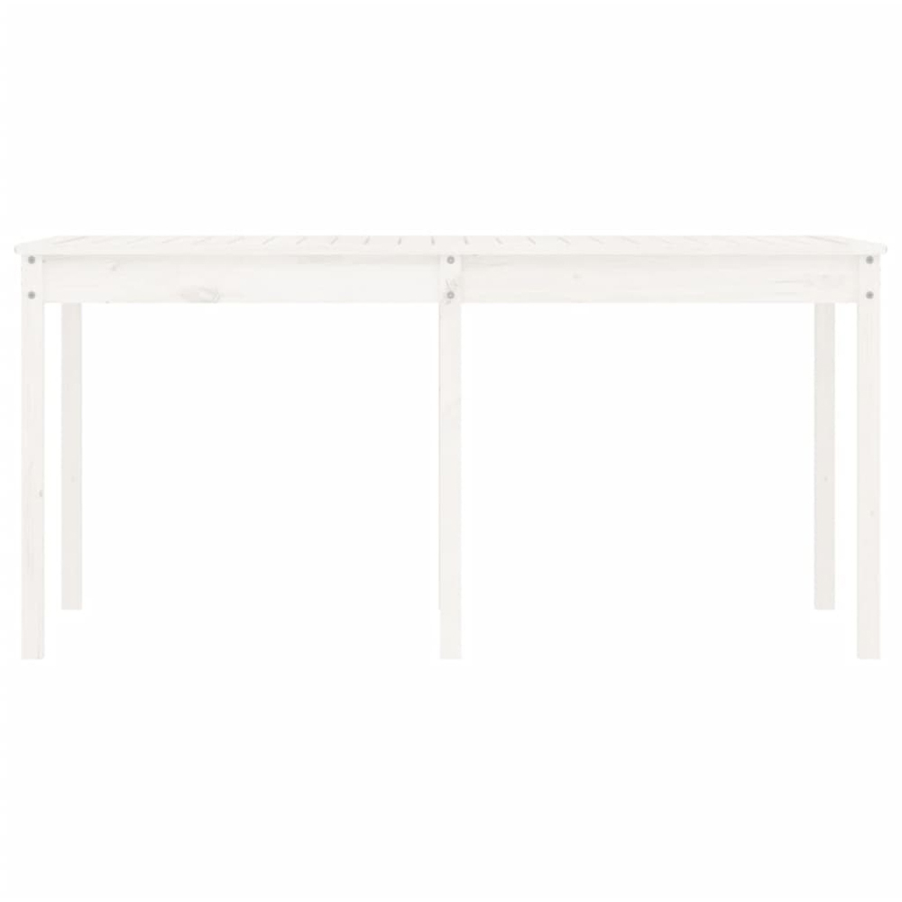vidaXL 6 Seater Solid Pine Wood Garden Dining Table White Image 4