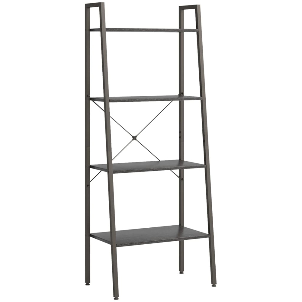vidaXL 4 Shelf Black Wood and Steel Freestanding Bookcase Image 1