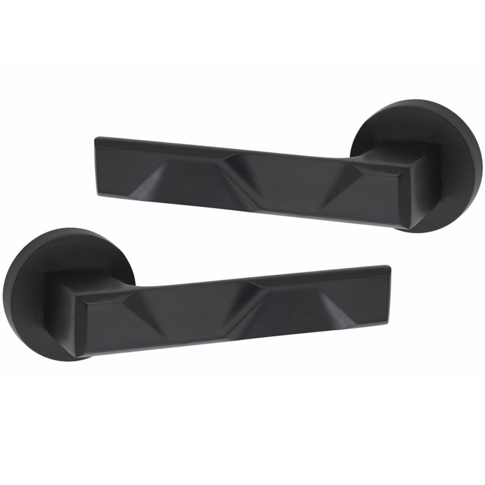 Golden Grace Matt Black Modern Nova Premium Bathroom Door Handle Set Image 3
