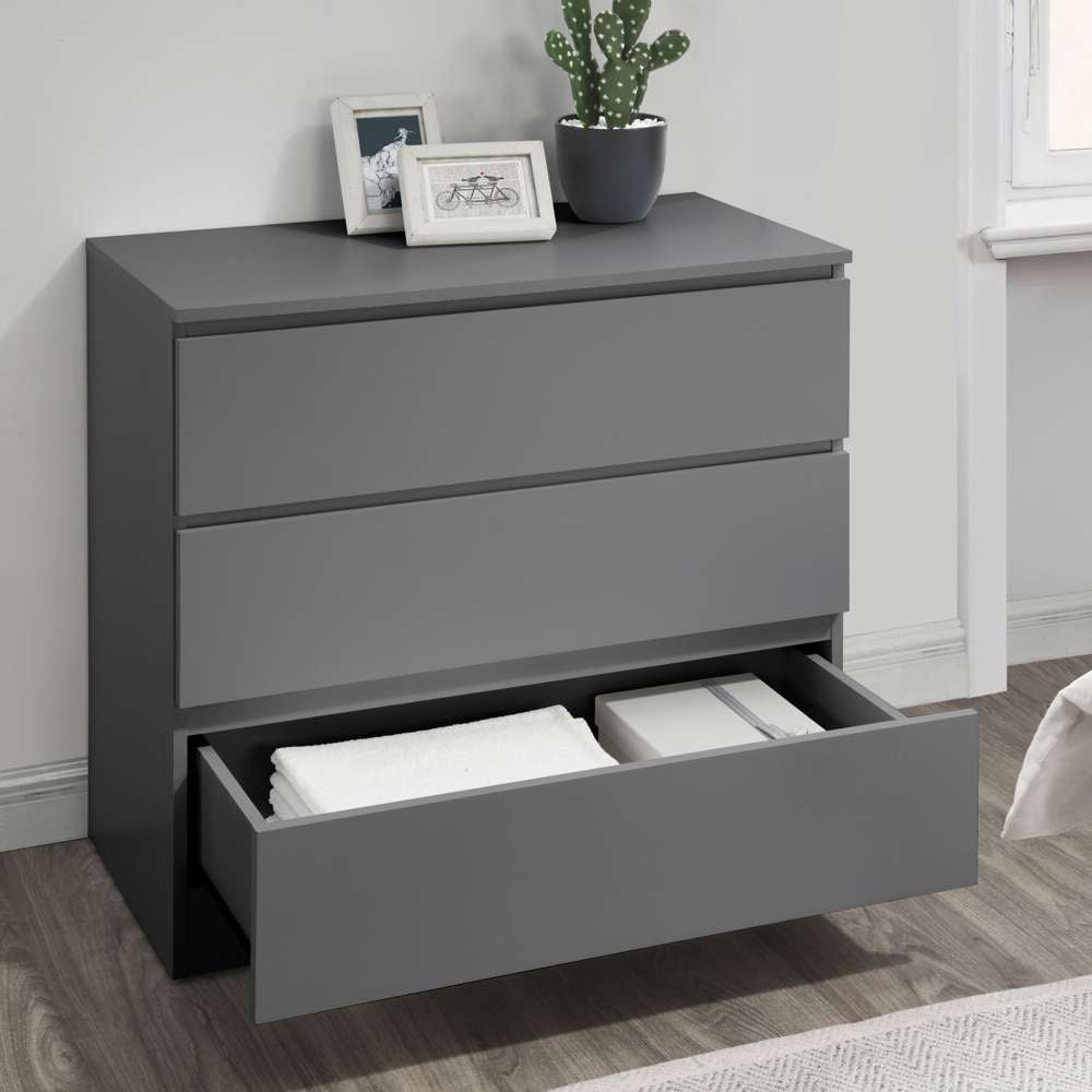 Oslo 3 Drawer Grey Chest of Drawers Image 3