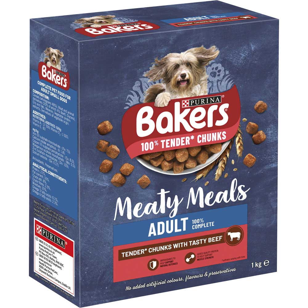 Bakers Meaty Meals Adult Dry Dog Food Beef 1kg Image 2