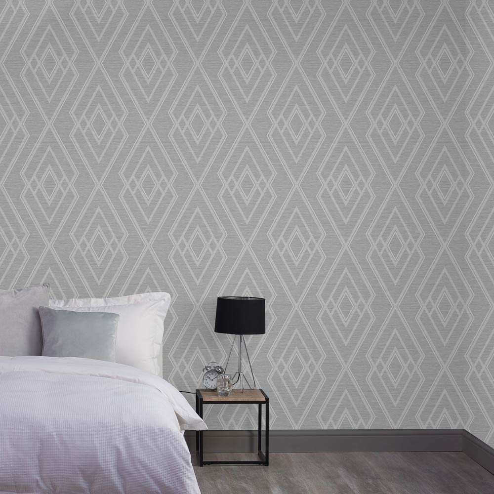 Superfresco Colours Interlink Light Grey and Silver Wallpaper Image 3
