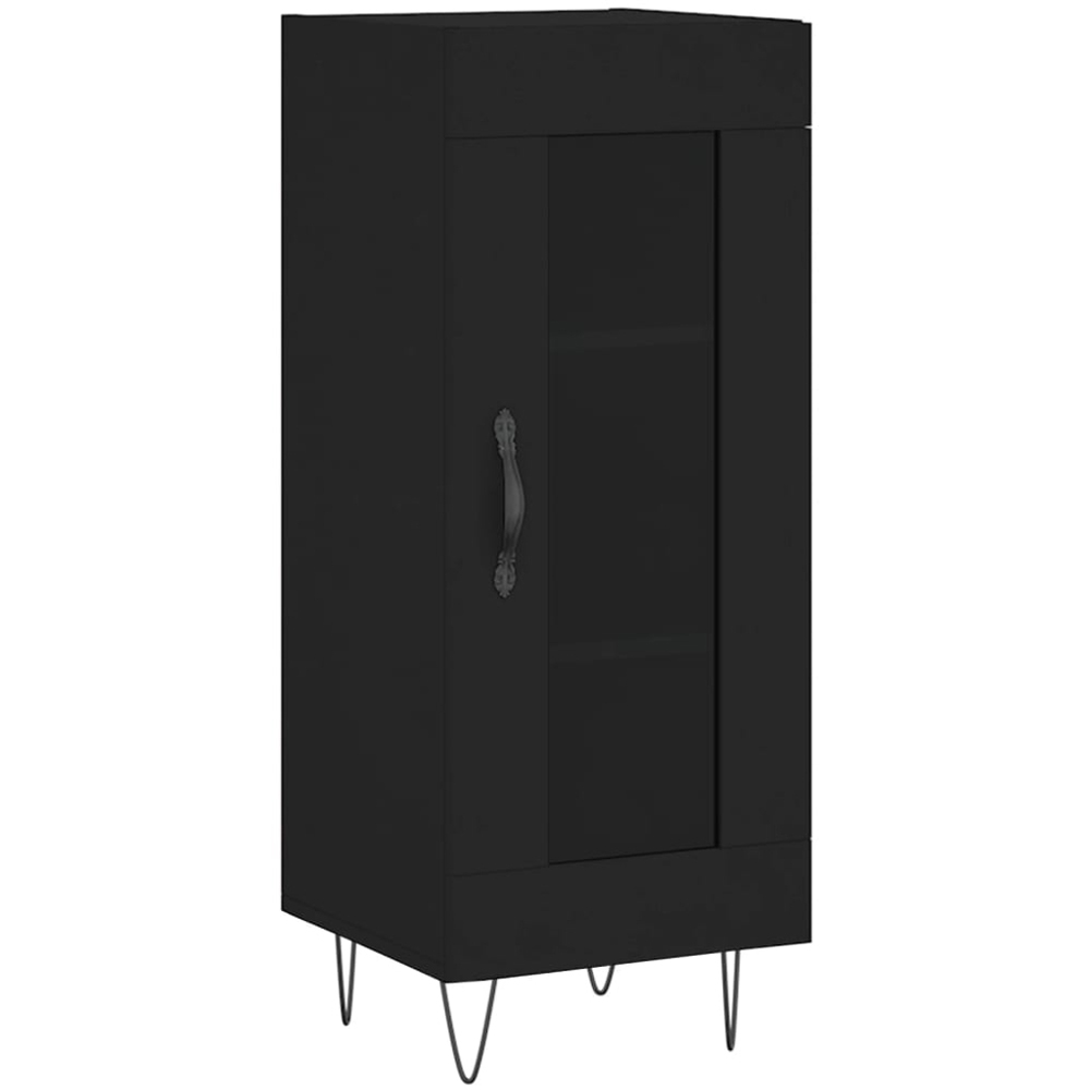 vidaXL Single Glass Door 3 Shelf Black Sideboard Image 2