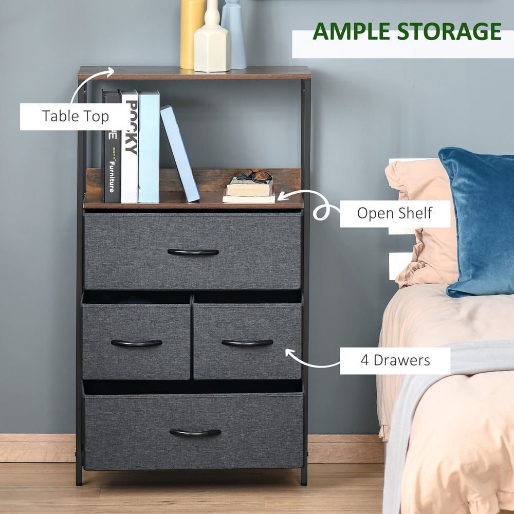 Portland 4 Drawer Black and Wood Effect Chest of Drawers Image 8