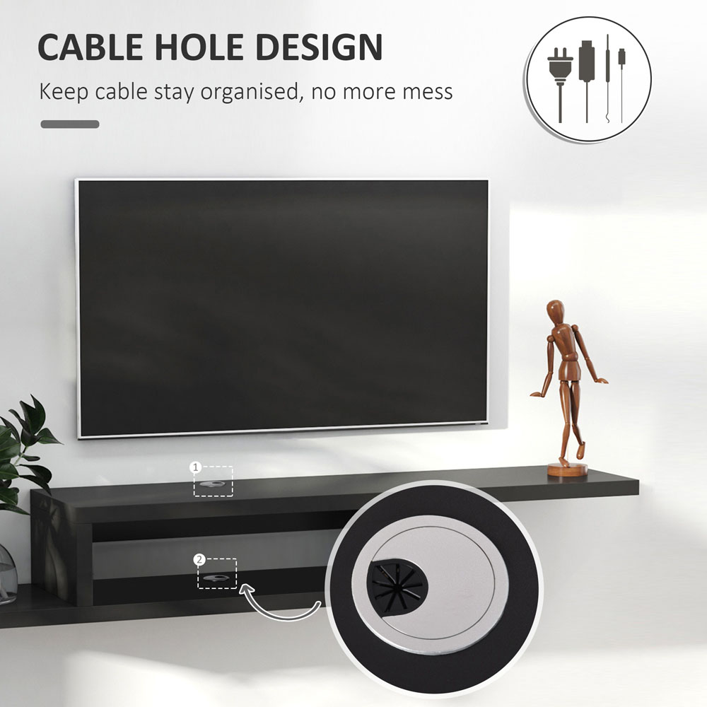 HOMCOM 2-Tier Black Floating TV Stand Image 7