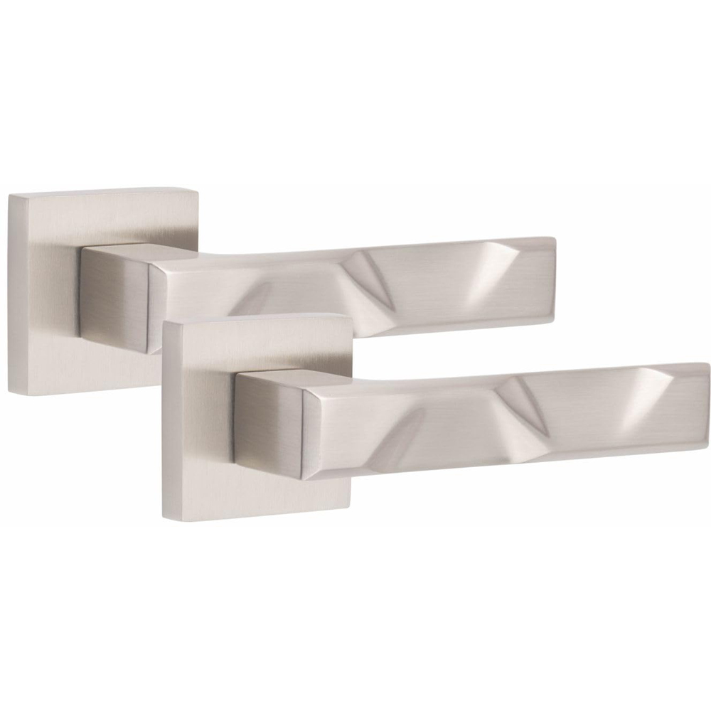 Golden Grace Satin Nickel Modern Nova Euro Lock Door Handle Set Image 2