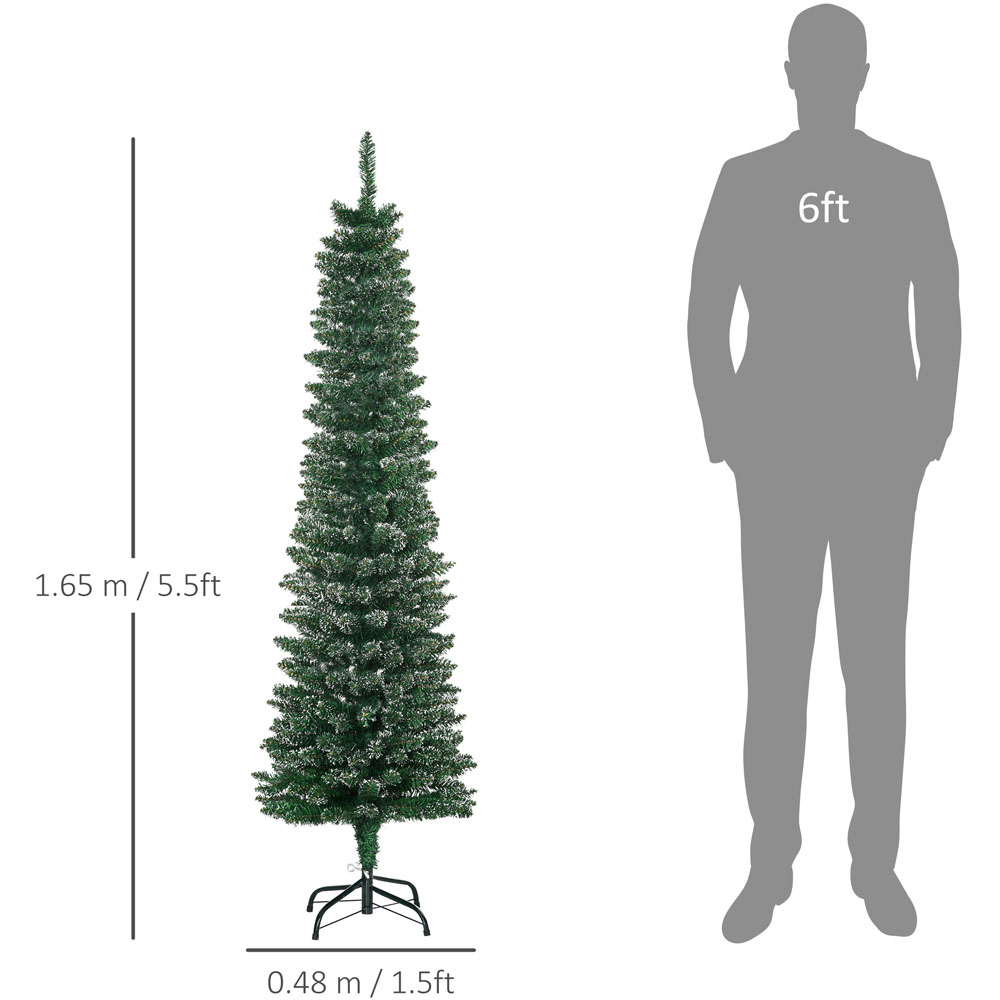 Everglow Snow Dipped Green Artificial Christmas Pencil Tree 5.5ft Image 7