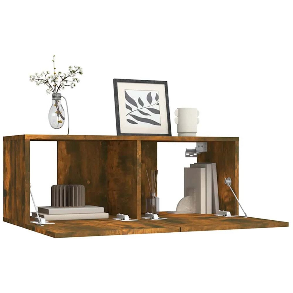 vidaXL 2 Flap Door Smoked Oak TV Cabinet Image 4