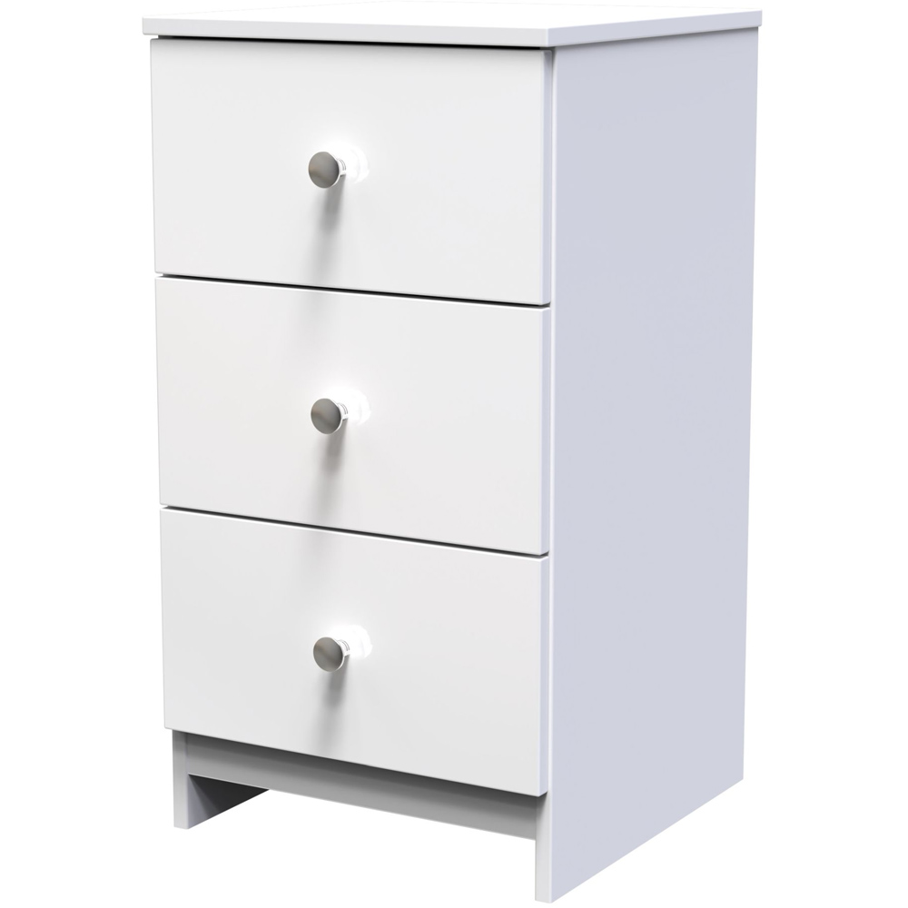 Crowndale Yarmouth 3 Drawer Gloss White Bedside Table Image 2