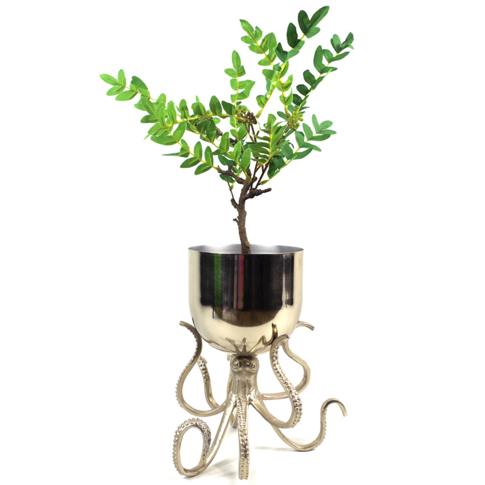 Leaf Silver Metal Octopus Bowl Style Planter 28cm Image 3