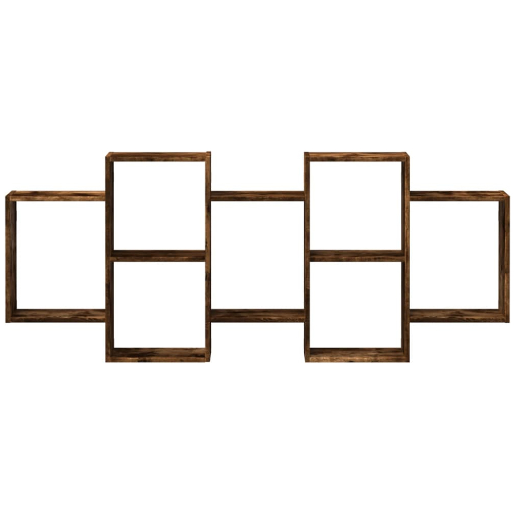 vidaXL 7 Shelf Smoked Oak Floating Wall Shelf Image 2