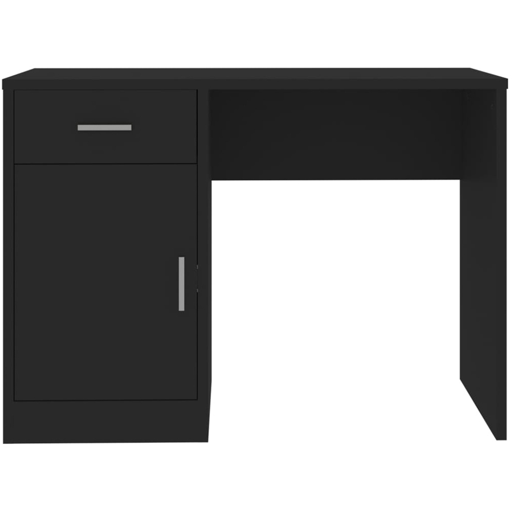vidaXL Single Door Single Drawer Computer Desk Black and Silver Image 4
