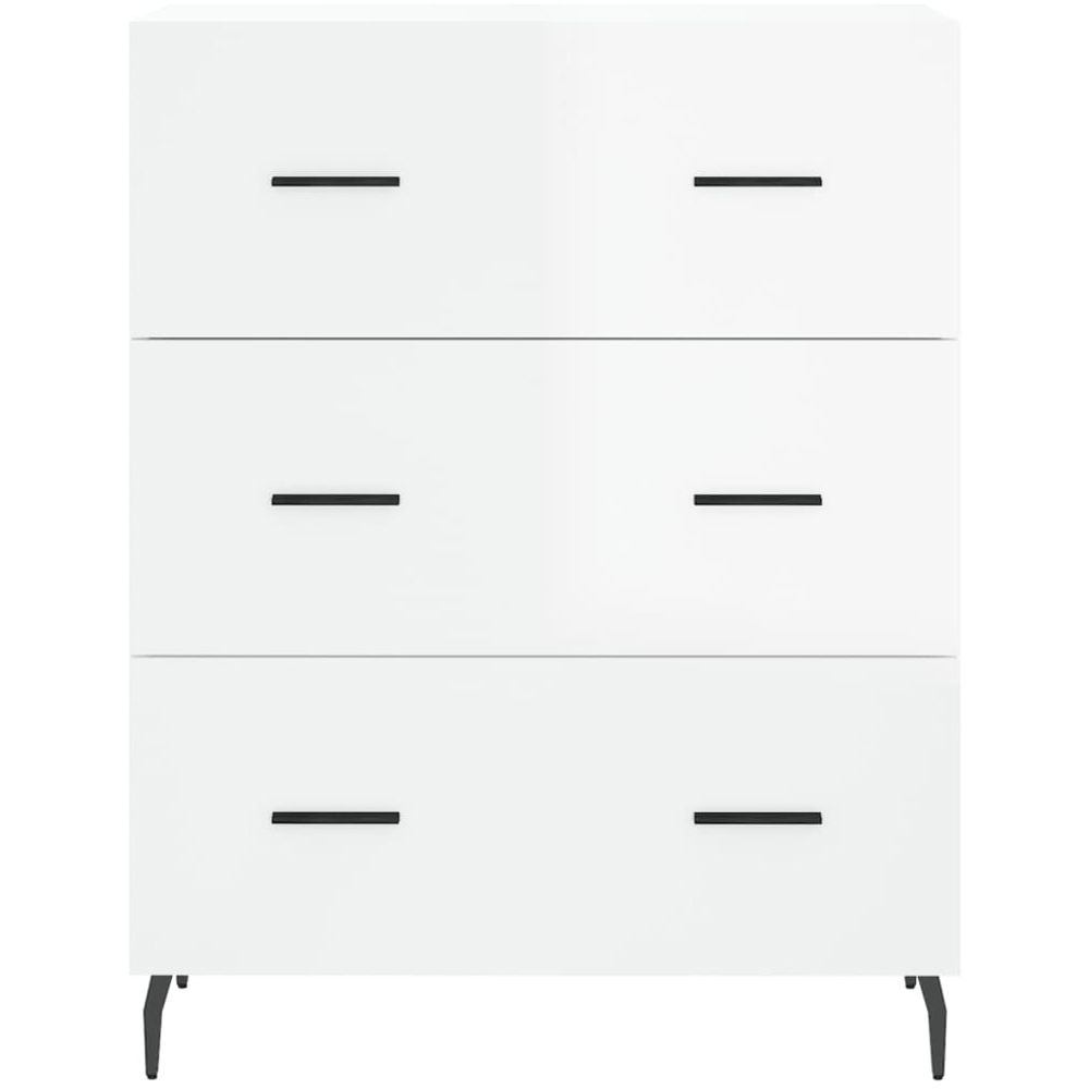 vidaXL 3 Drawer High Gloss White Sideboard Image 5