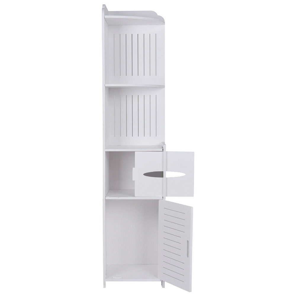 Living and Home White Tall Corner Floor Cabinet Image 3