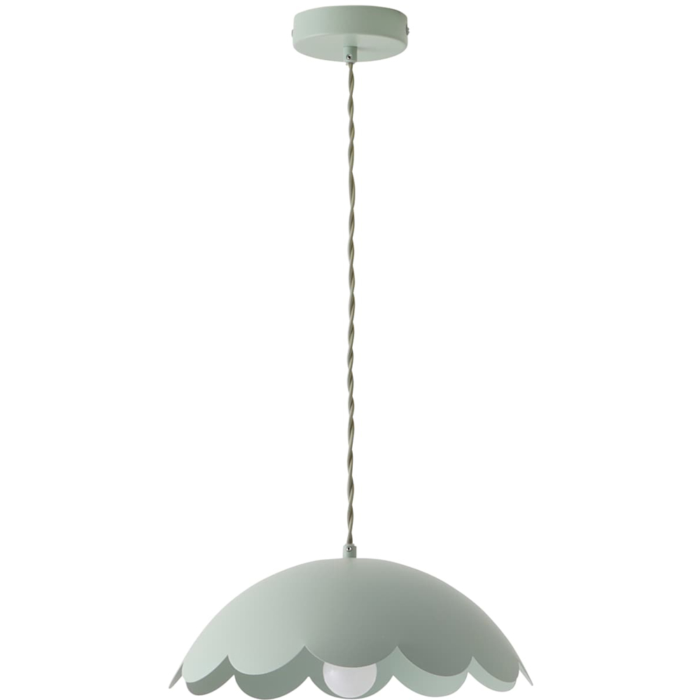ValueLights Millie Sage Green Blue Scallop Shade Pendant Light with Bulb Image 1