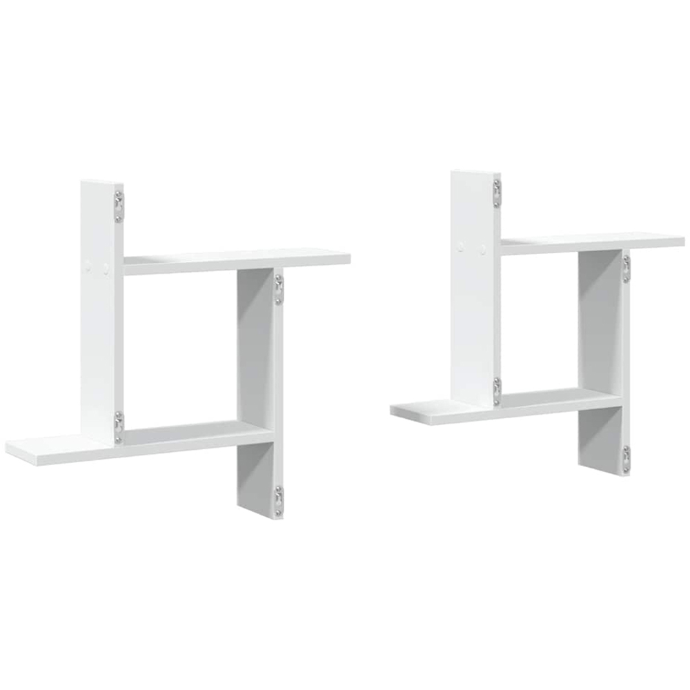 vidaXL 50cm Set of 2 White Floating Wall Shelf Image 6