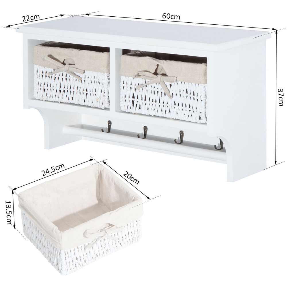 White Storage Unit with 2 Baskets Wilko