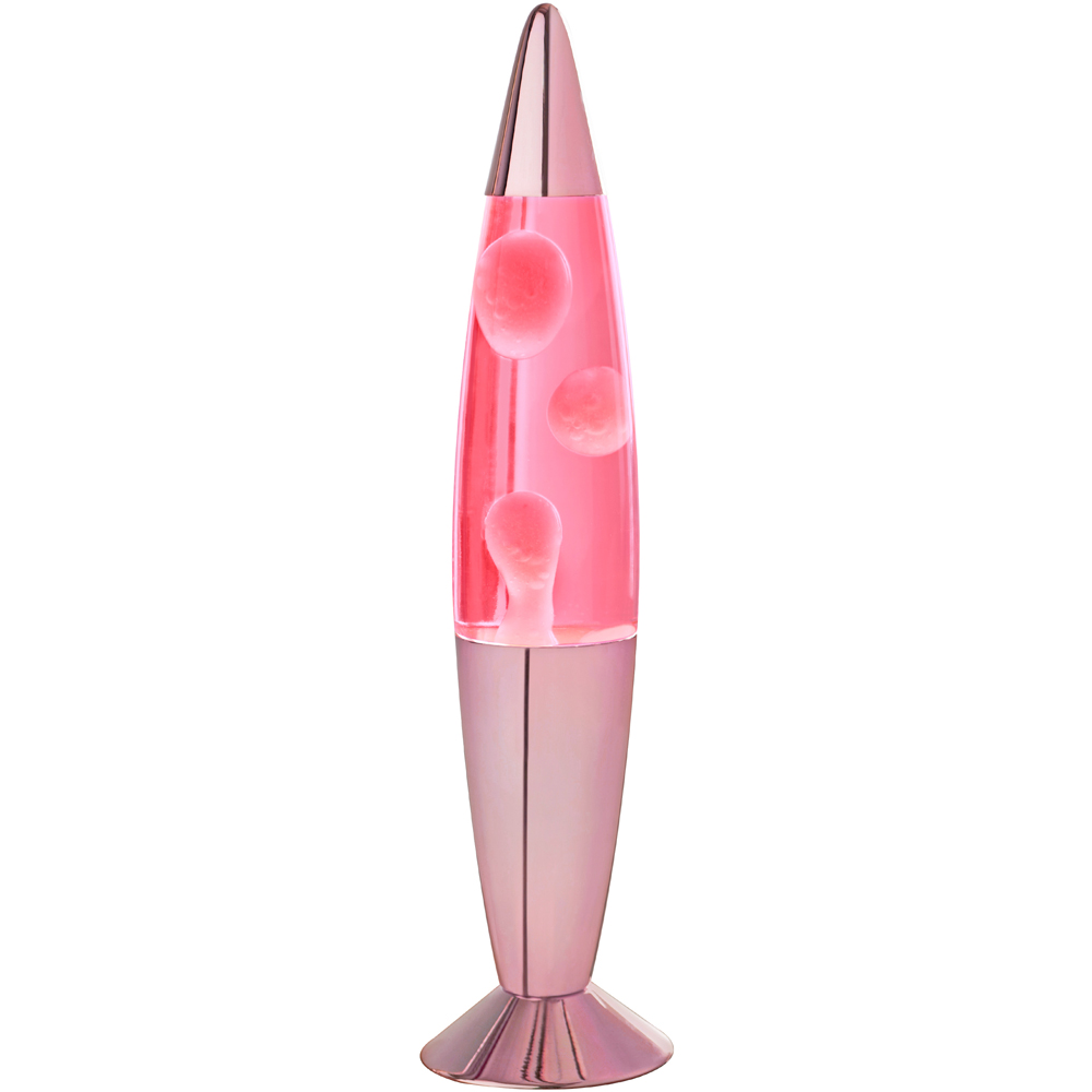 Global Gizmos Pink Wax Rose Gold Chrome Effect Lava Lamp 16 inch Image 1