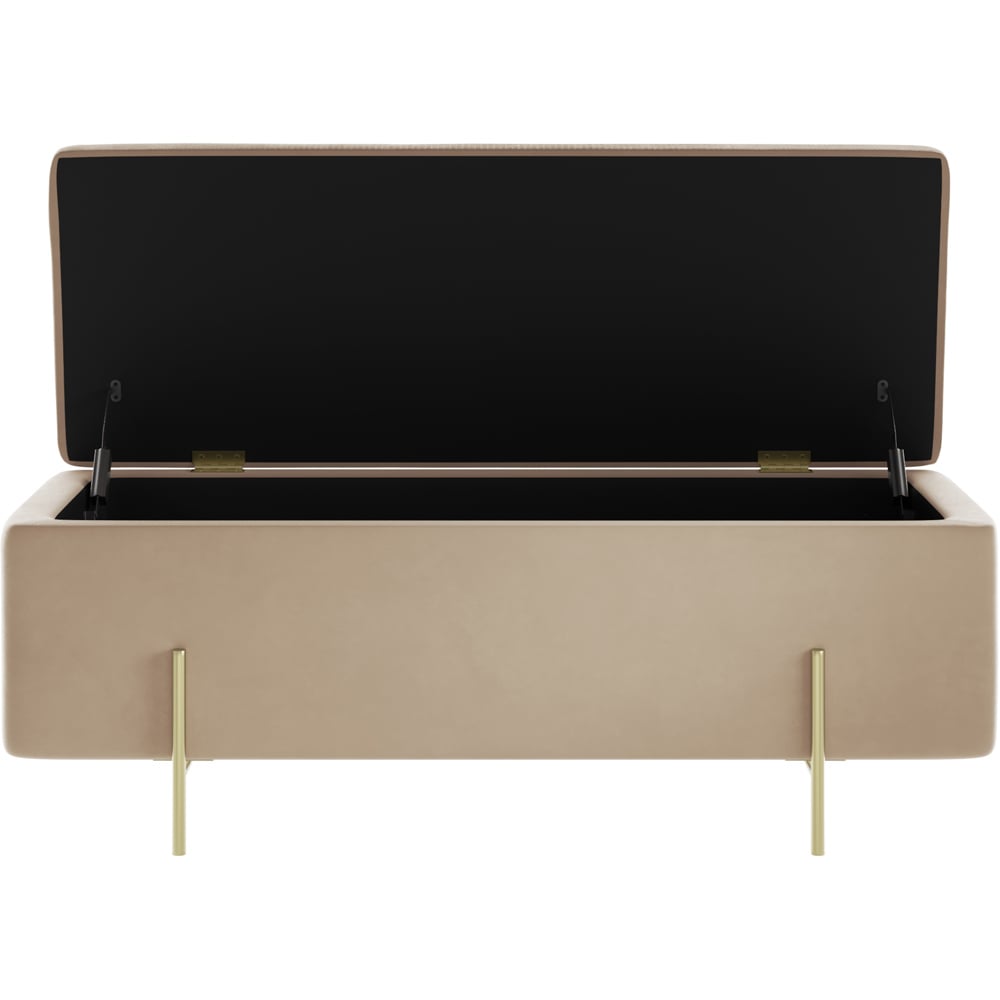 Lola Beige and Brushed Gold Velvet Storage Ottoman Image 5