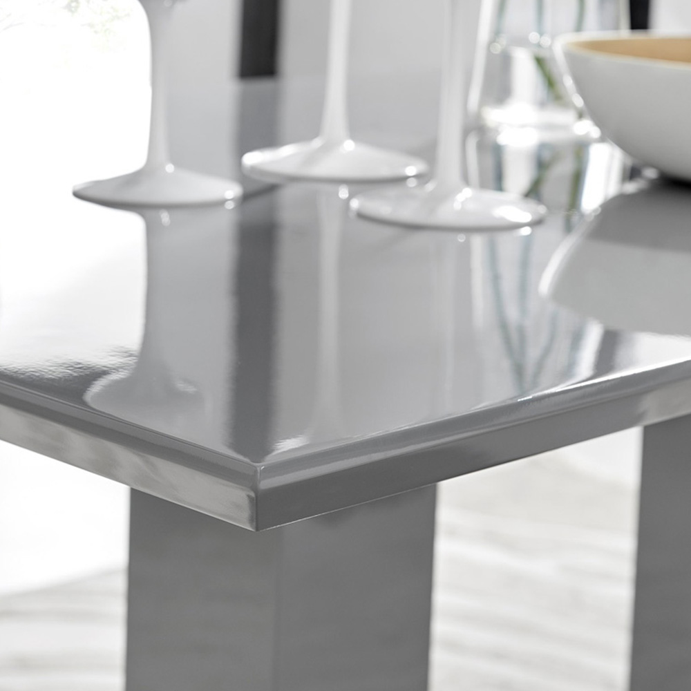 Furniturebox Molini Solara 6 Seater Dining Set Grey Gloss Cappuccino and Chrome Image 5