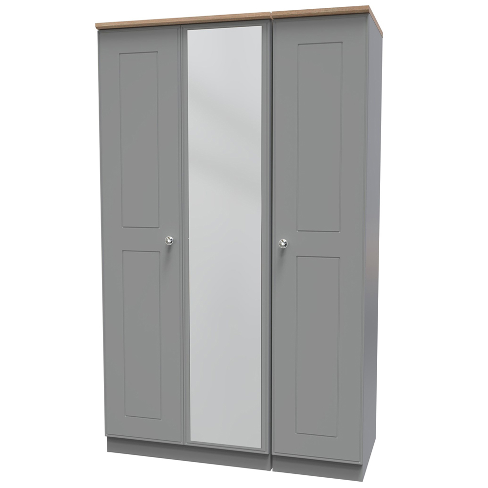 Crowndale Victoria 3 Door Dusk Grey and Oak Wardrobe Image 4
