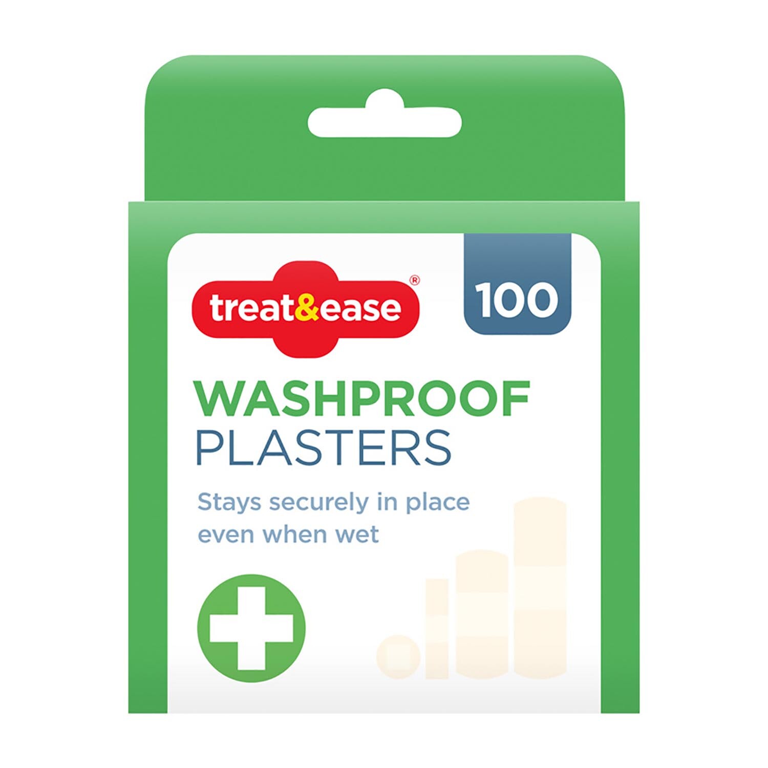 Pack of 100 Washproof Plasters - Green Image