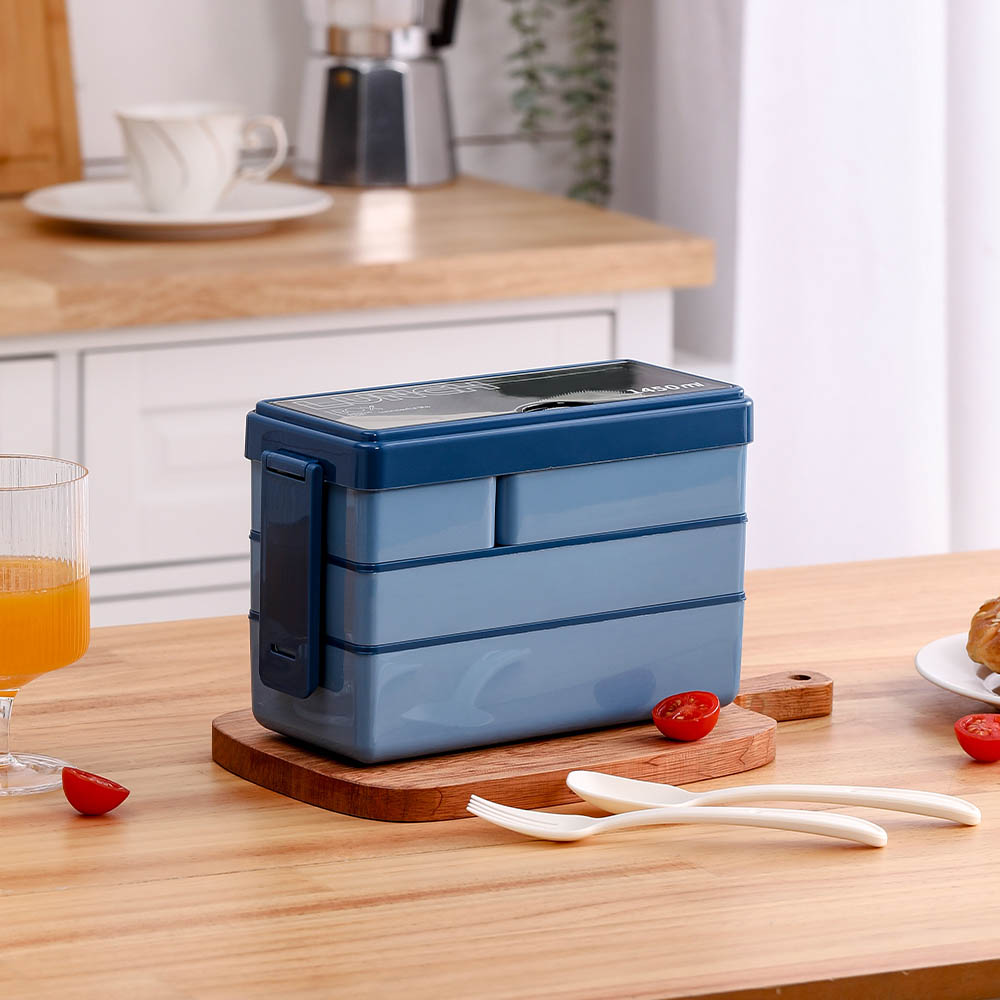 Living and Home 3 Tier 5 Compartment Bento Style Lunch Box with Cutlery Image 2