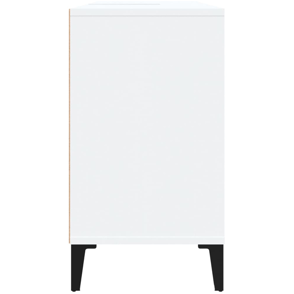 vidaXL Single Door 4 Shelf White Wood Washbasin Cabinet Image 6