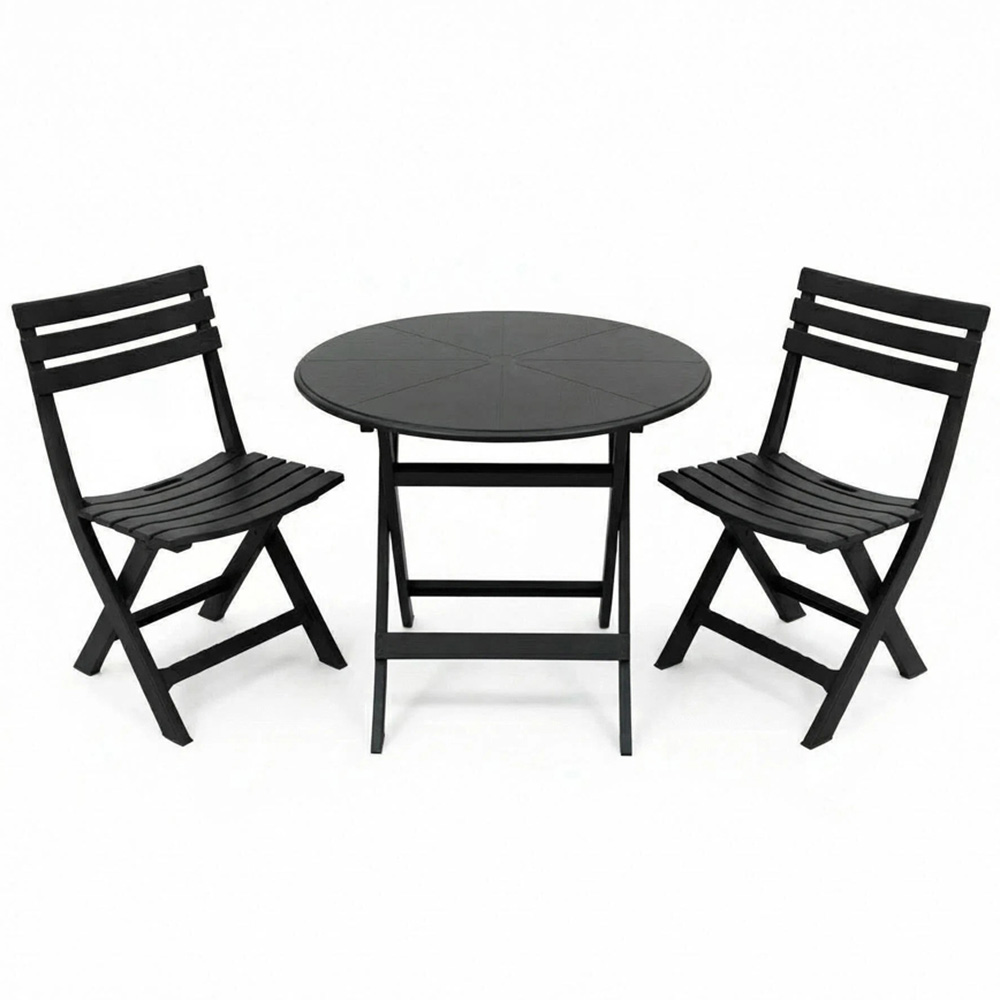 Alivio 2 Seater Black Foldable Bistro Set Image 2