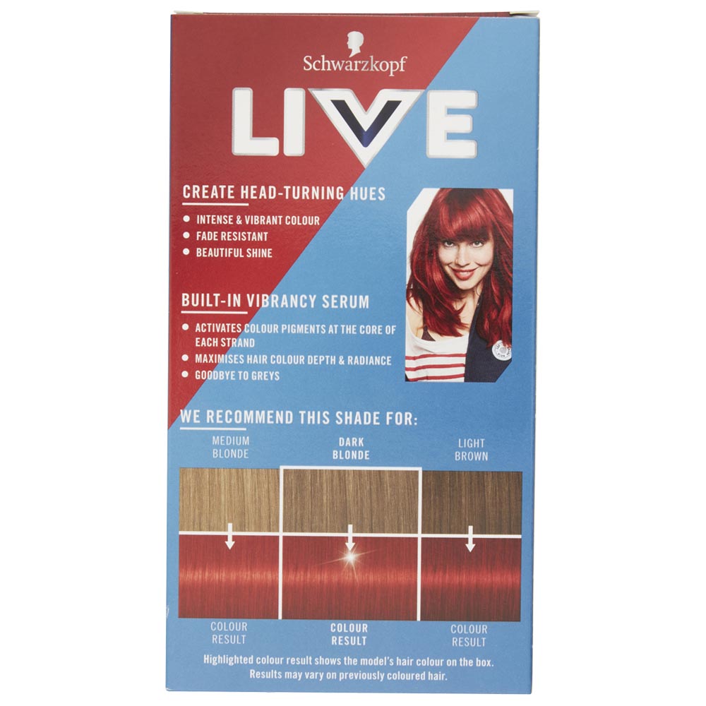 Schwarzkopf LIVE Intense Colour Real Red 035 Permanent Hair Dye Image 4