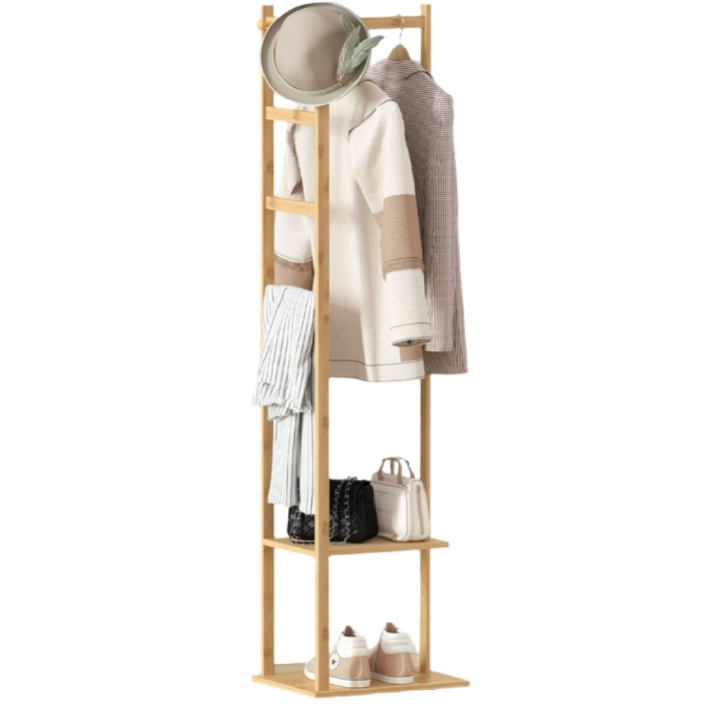 Modcraft Bamboo Coat Stand with Garment Shelf and Hanging Rail Image 3