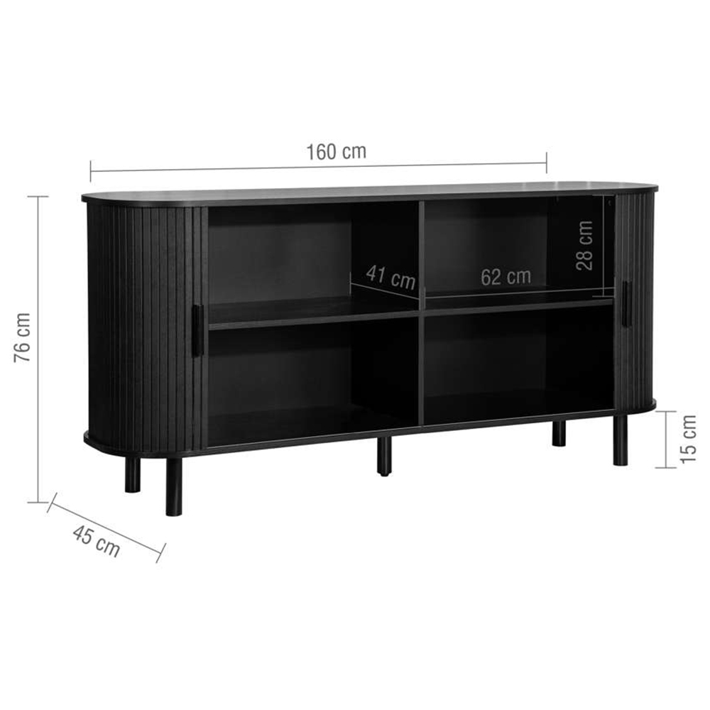 Birlea Axel 2 Door Fluted Black Sideboard Image 9
