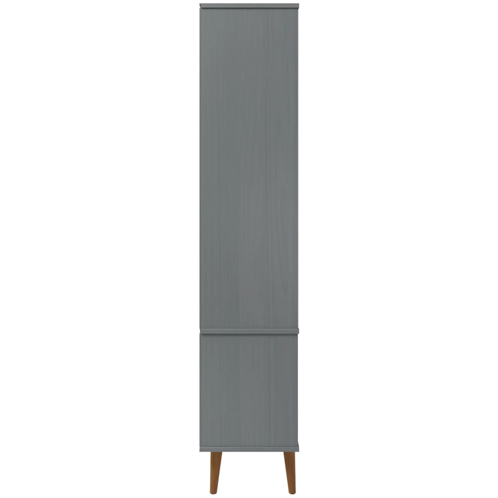 vidaXL 2 Door 2 Drawer 4 Shelf Grey Solid Pine Wood Vitrine Cabinet Image 6