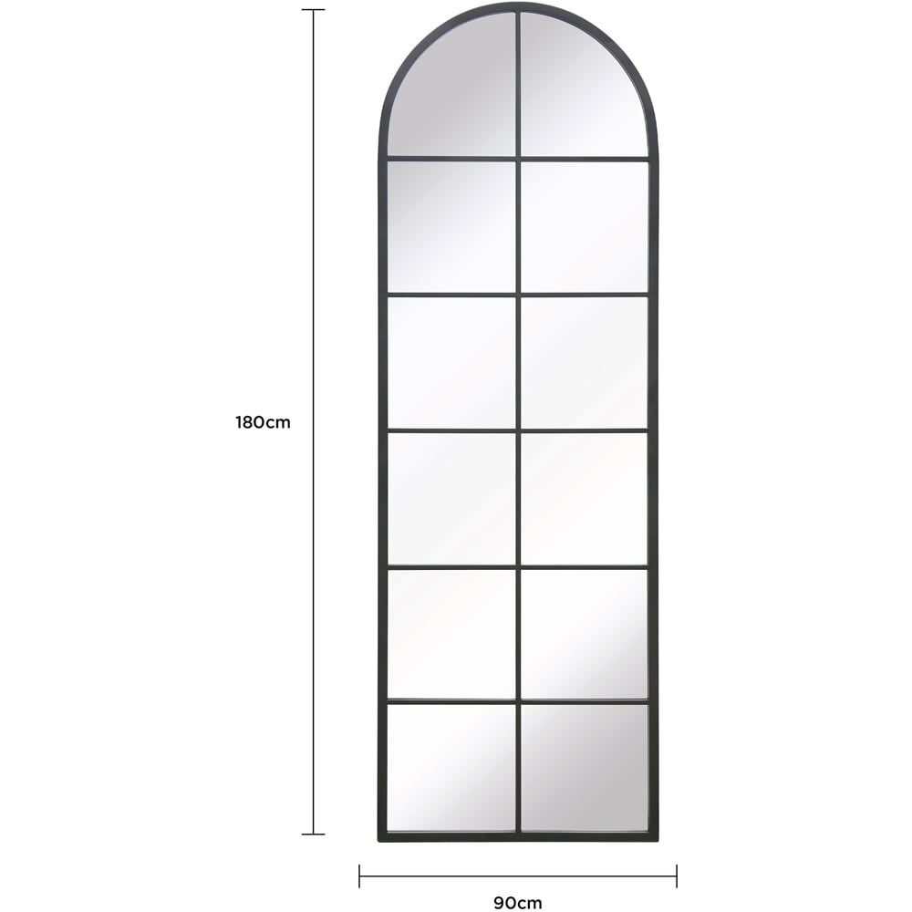 Charles Bentley Bern Black Arch Window Outdoor Wall Mirror 165 x 55cm Image 9